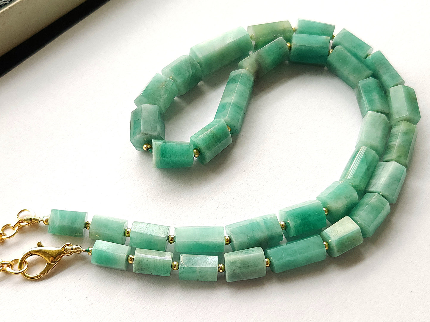 Natural Emerald Faceted Cylindrical Beads for Beaded Necklaces and Jewelry