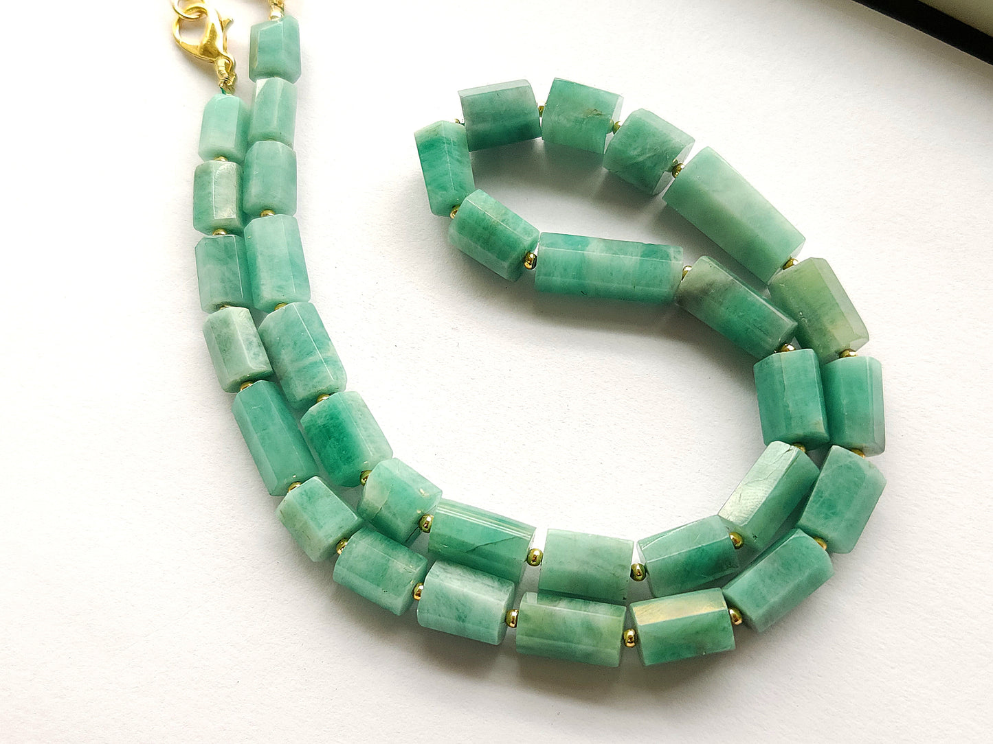 Natural Emerald Faceted Cylindrical Beads for Beaded Necklaces and Jewelry
