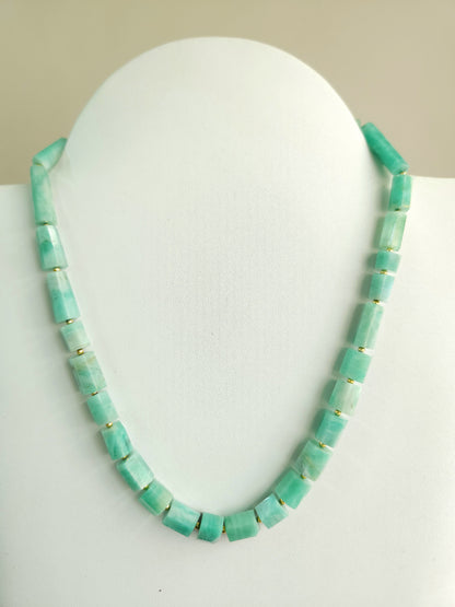 Natural Emerald Faceted Cylindrical Beads for Beaded Necklaces and Jewelry