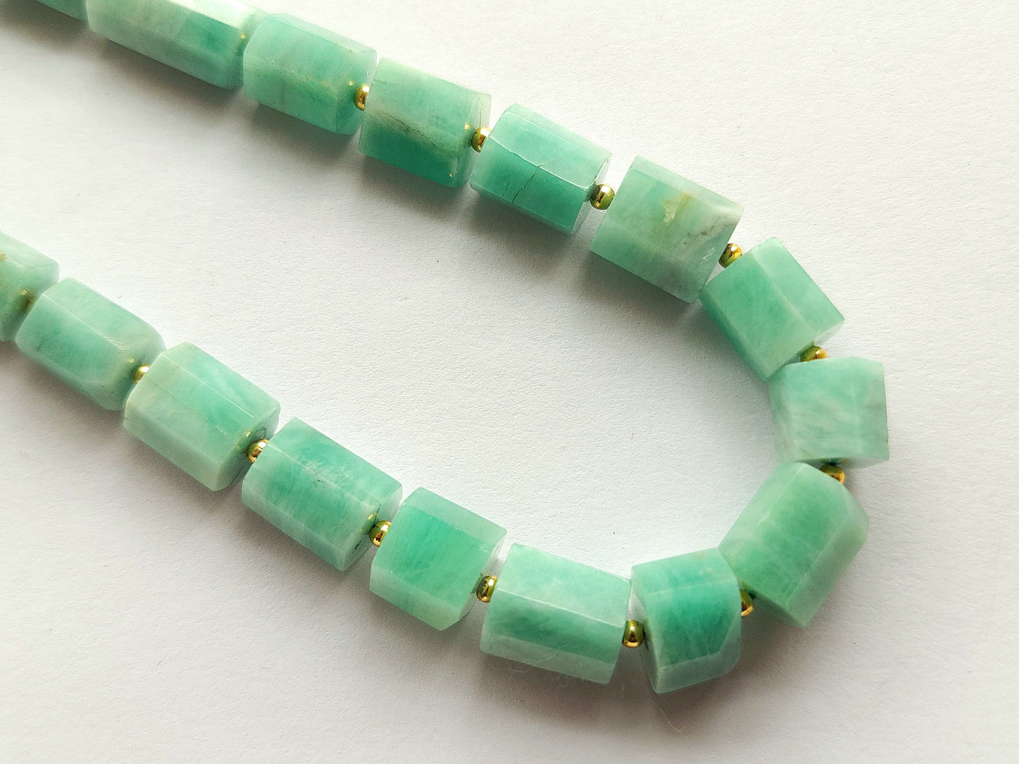 Natural Emerald Faceted Cylindrical Beads for Beaded Necklaces and Jewelry