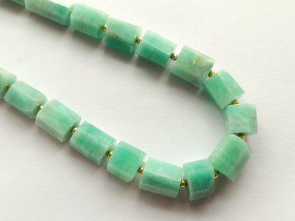 Natural Emerald Faceted Cylindrical Beads for Beaded Necklaces and Jewelry