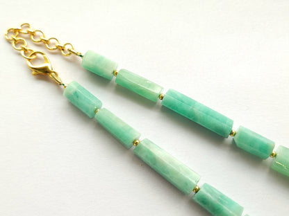 Natural Emerald Faceted Cylindrical Beads for Beaded Necklaces and Jewelry