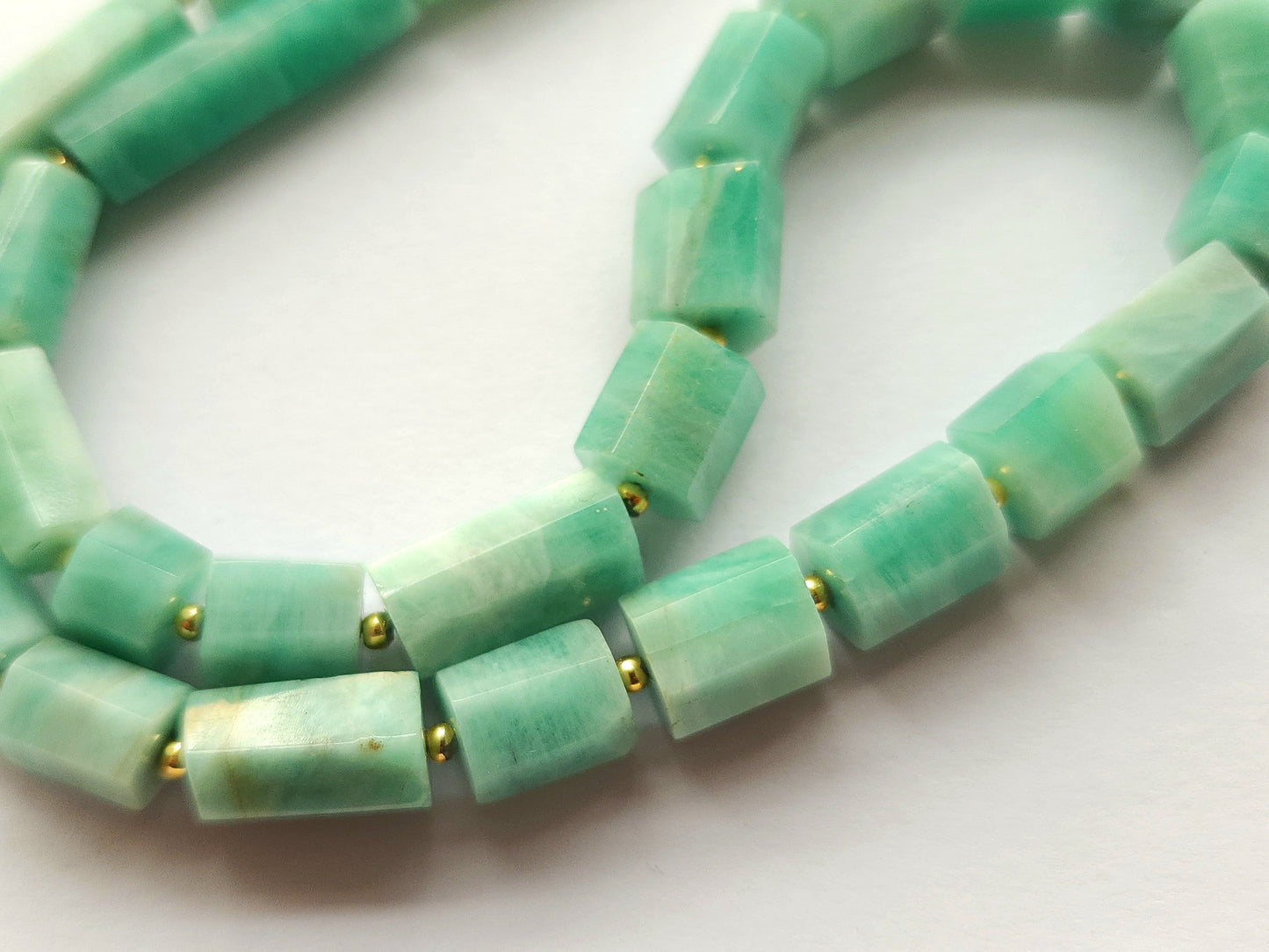 Natural Emerald Faceted Cylindrical Beads for Beaded Necklaces and Jewelry