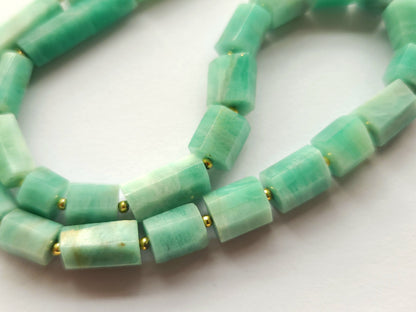 Natural Emerald Faceted Cylindrical Beads for Beaded Necklaces and Jewelry