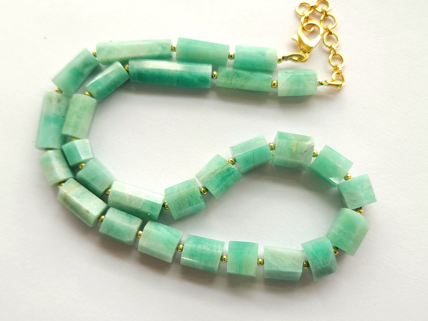 Natural Emerald Faceted Cylindrical Beads for Beaded Necklaces and Jewelry