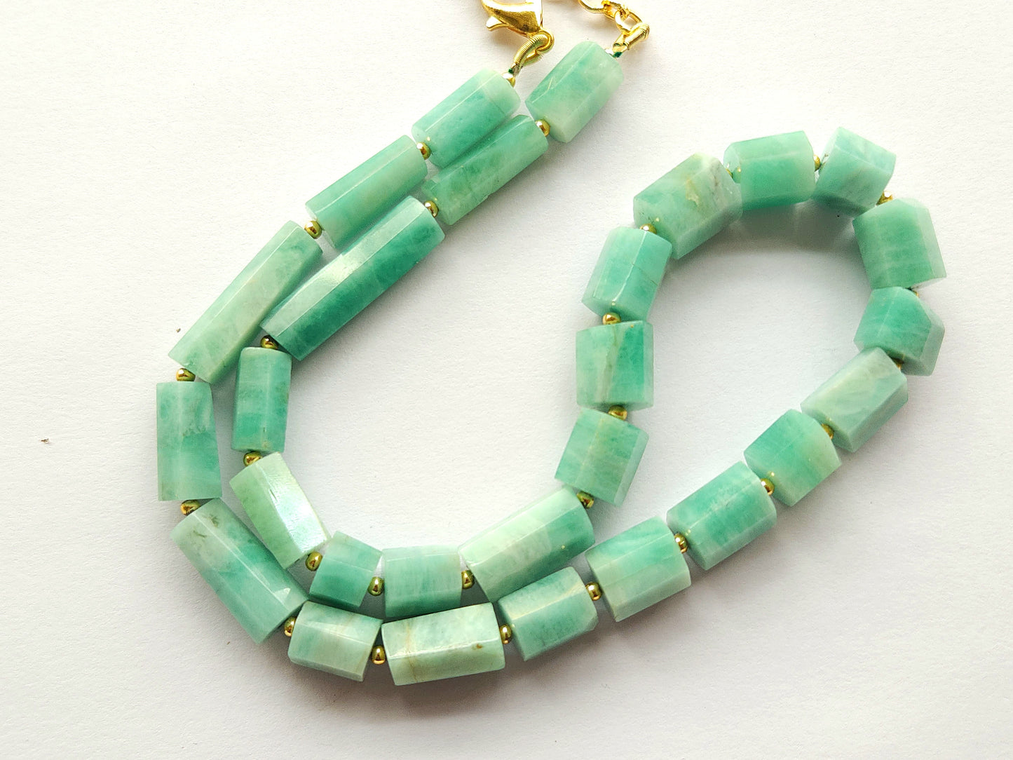 Natural Emerald Faceted Cylindrical Beads for Beaded Necklaces and Jewelry