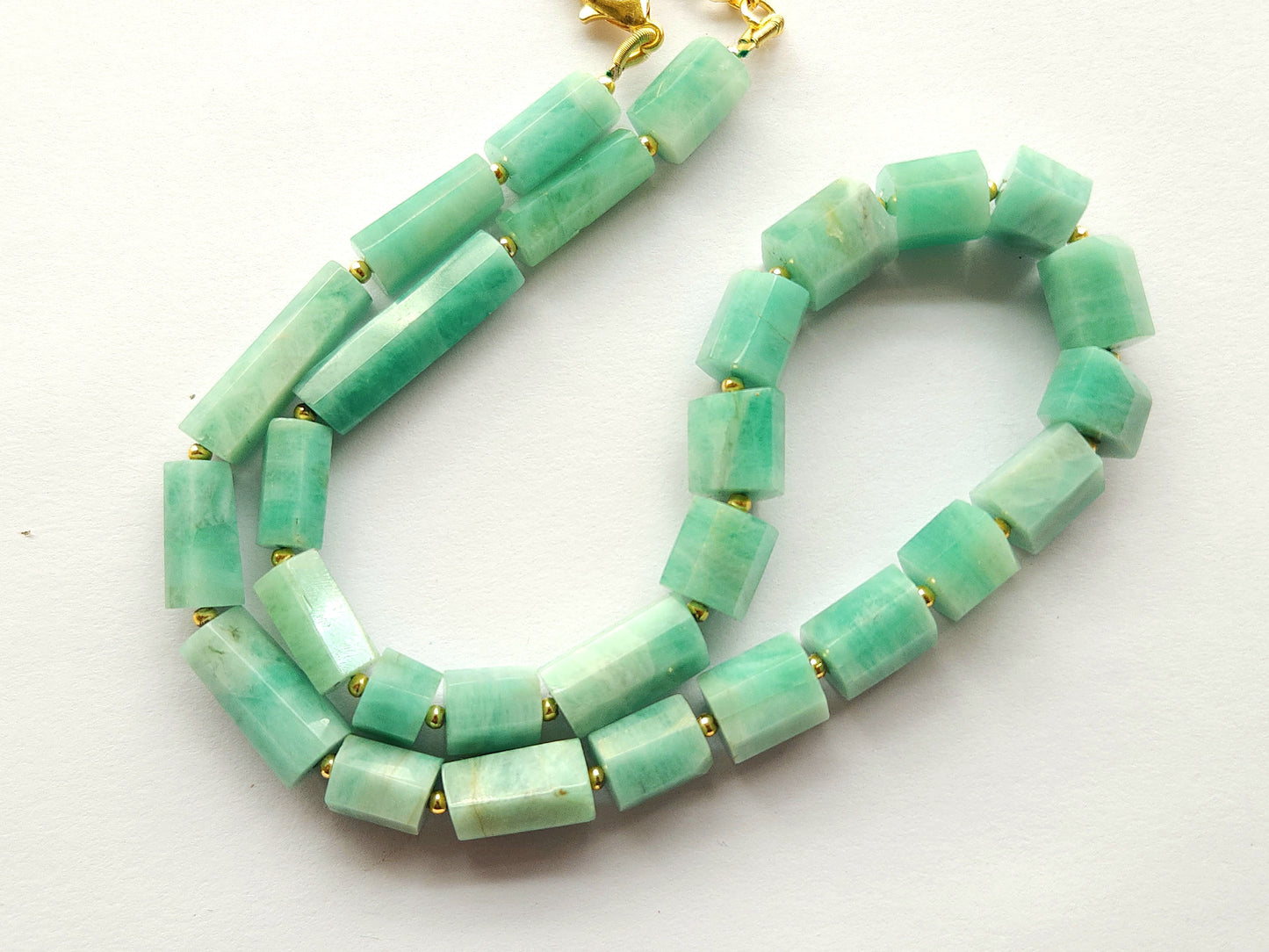 Natural Emerald Faceted Cylindrical Beads for Beaded Necklaces and Jewelry