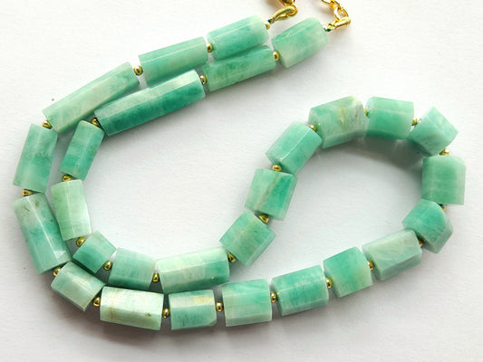 Natural Emerald Faceted Cylindrical Beads for Beaded Necklaces and Jewelry