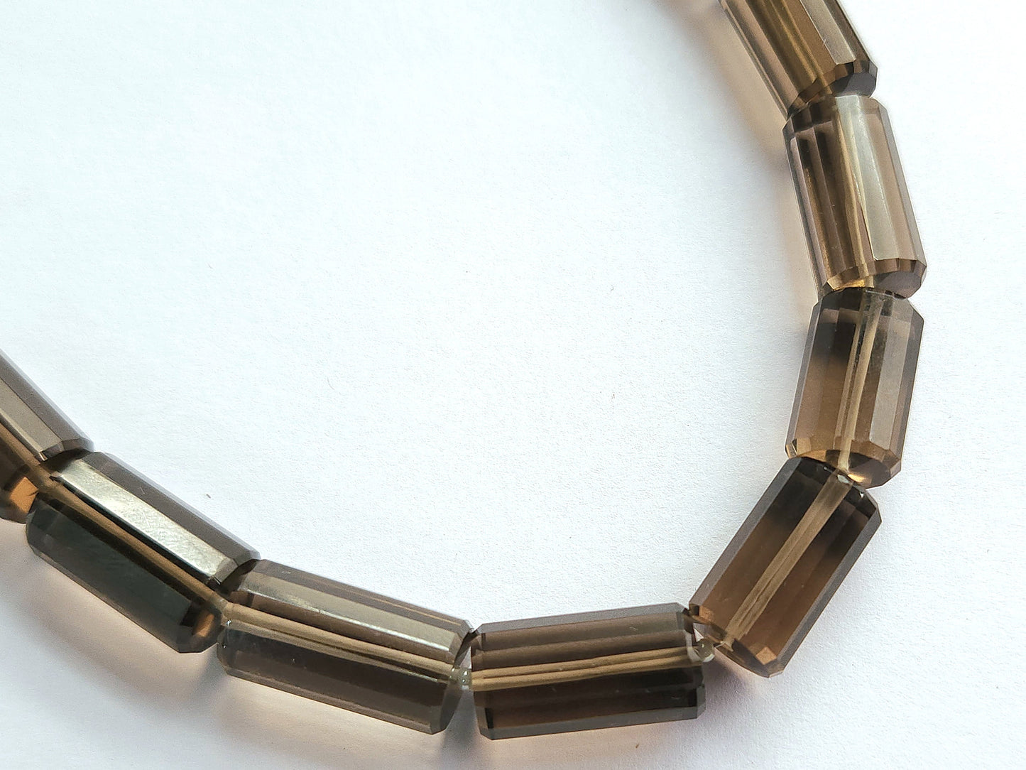 Natural Smoky Quartz Faceted Cylindrical Beads
