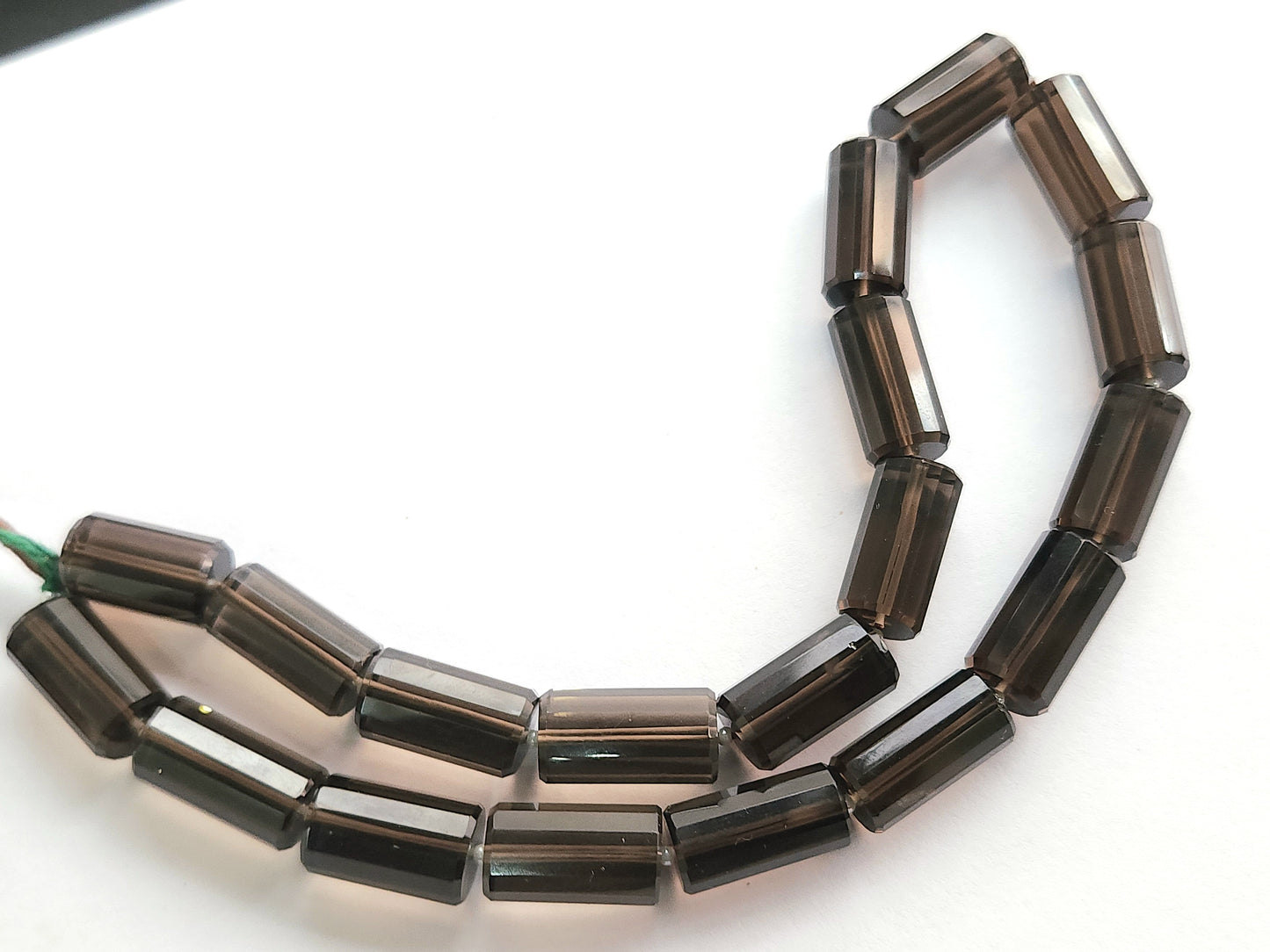 Natural Smoky Quartz Faceted Cylindrical Beads