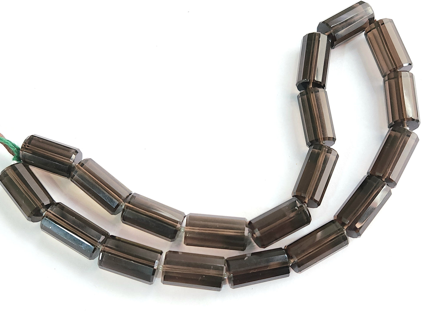Natural Smoky Quartz Faceted Cylindrical Beads