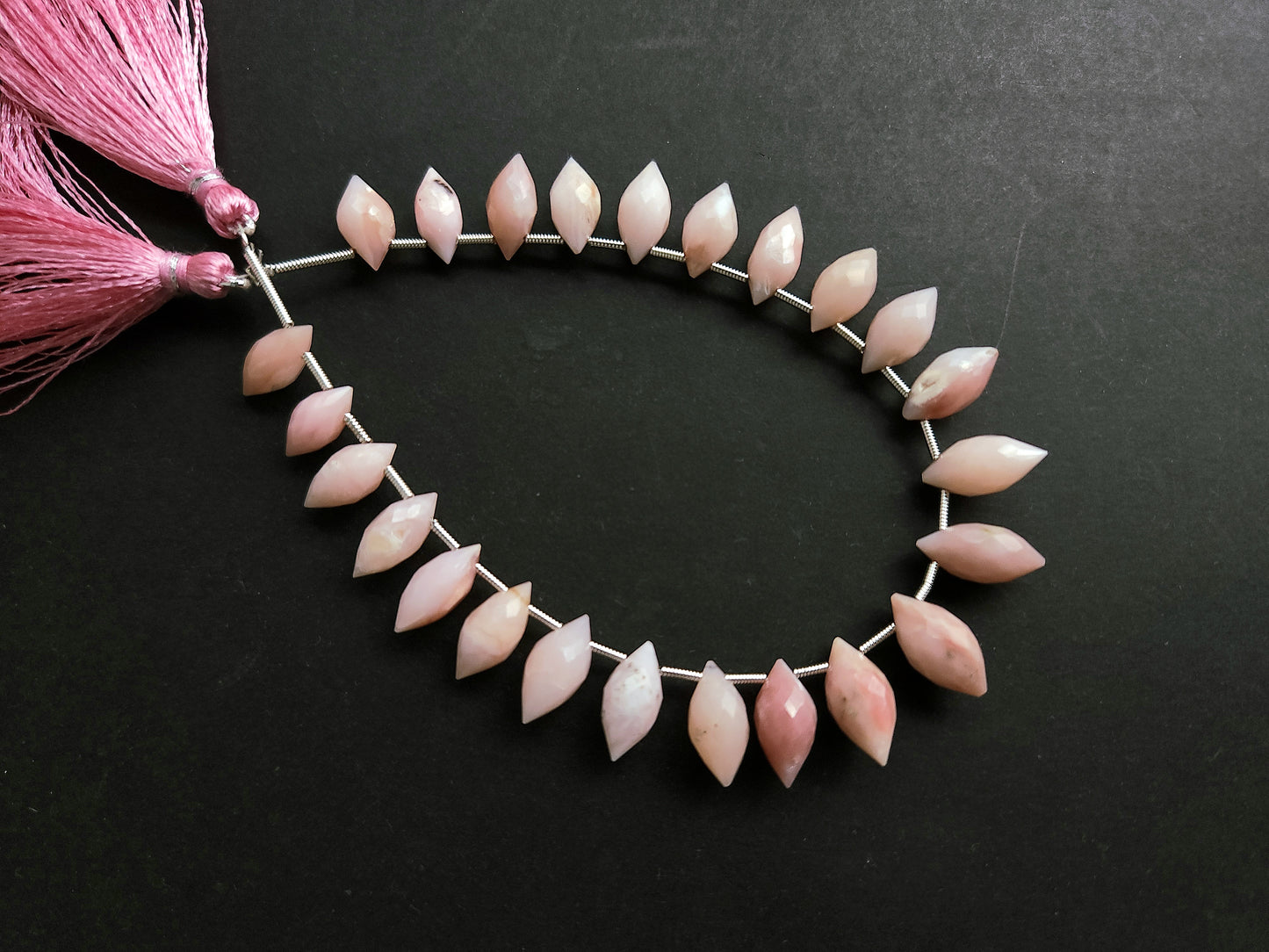 Natural Peruvian Pink Opal Olive Drops | Pink Opal Faceted Drops