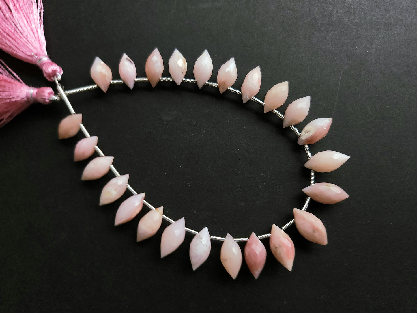 Natural Peruvian Pink Opal Olive Drops | Pink Opal Faceted Drops