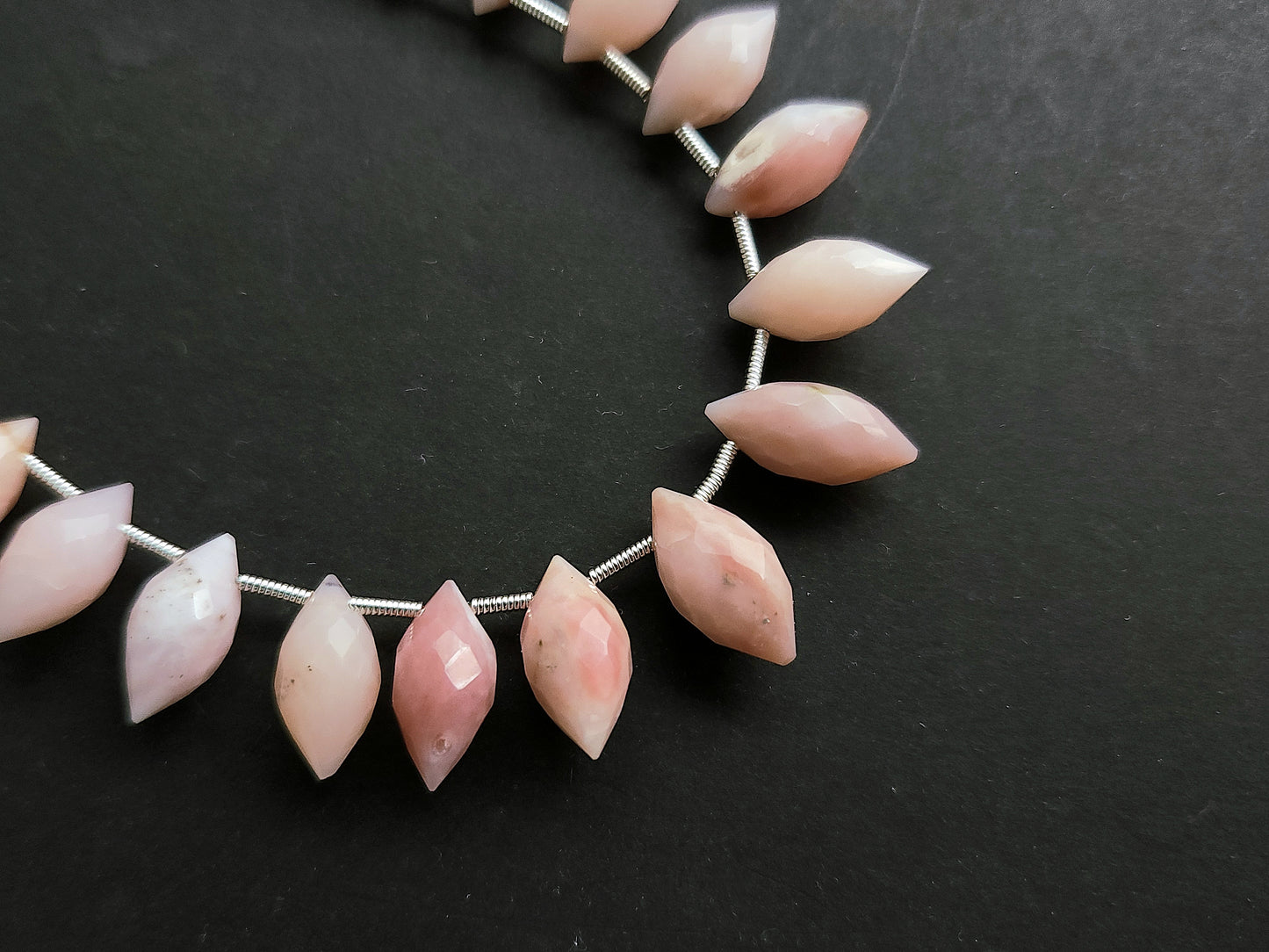 Natural Peruvian Pink Opal Olive Drops | Pink Opal Faceted Drops