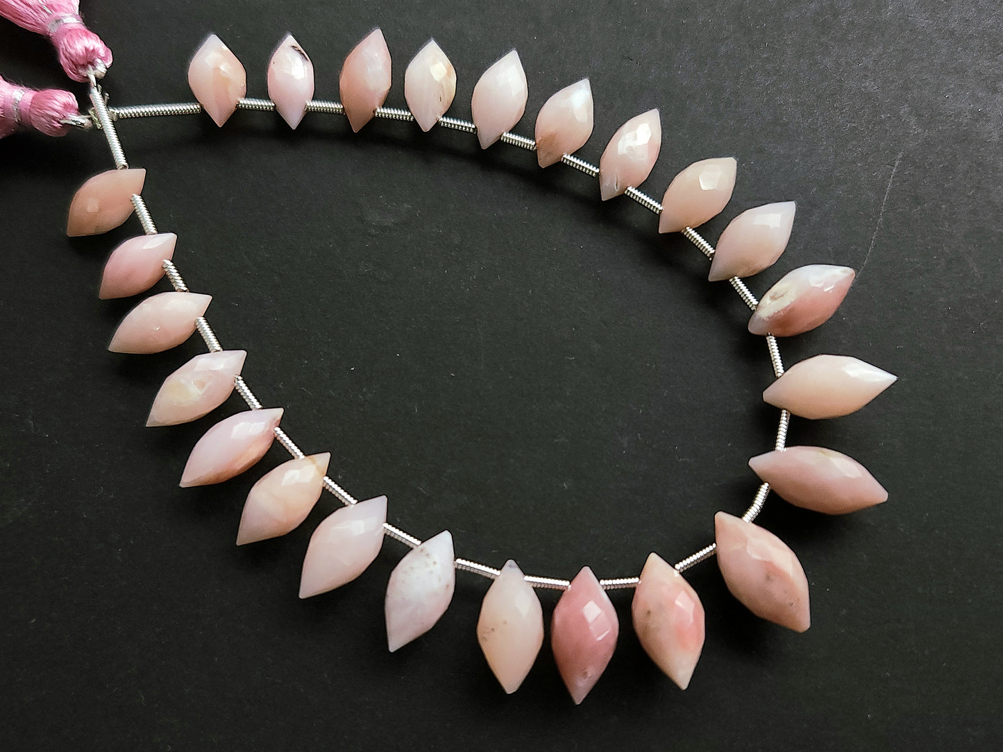 Natural Peruvian Pink Opal Olive Drops | Pink Opal Faceted Drops