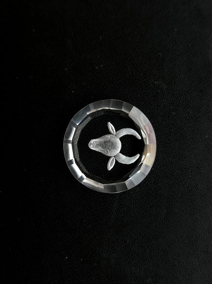 Natural Crystal Quartz Reverse Intaglio/Carving | Taurus Zodiac Sign