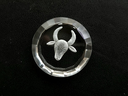 Natural Crystal Quartz Reverse Intaglio/Carving | Taurus Zodiac Sign