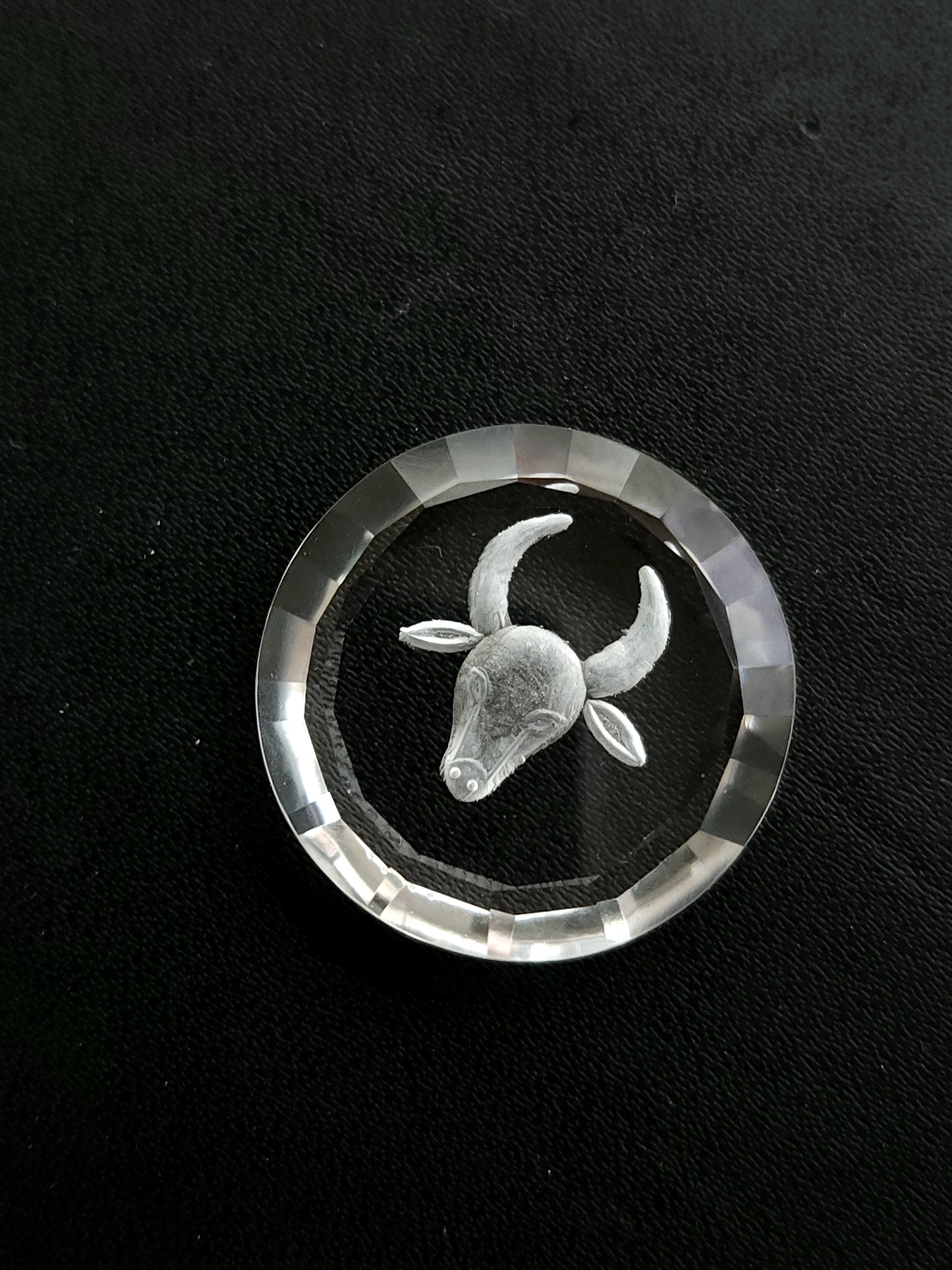Natural Crystal Quartz Reverse Intaglio/Carving | Taurus Zodiac Sign