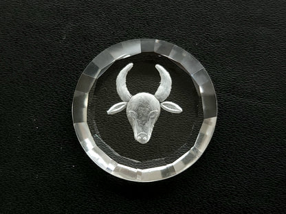 Natural Crystal Quartz Reverse Intaglio/Carving | Taurus Zodiac Sign