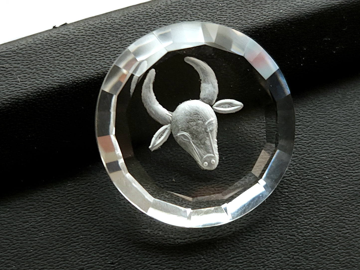 Natural Crystal Quartz Reverse Intaglio/Carving | Taurus Zodiac Sign