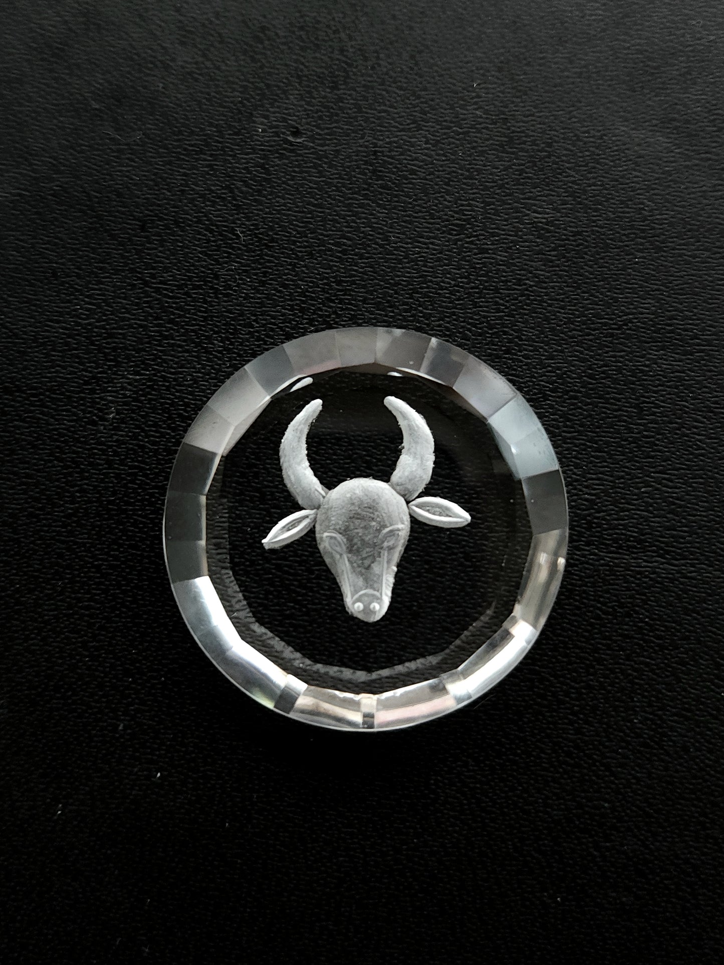 Natural Crystal Quartz Reverse Intaglio/Carving | Taurus Zodiac Sign