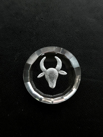 Natural Crystal Quartz Reverse Intaglio/Carving | Taurus Zodiac Sign