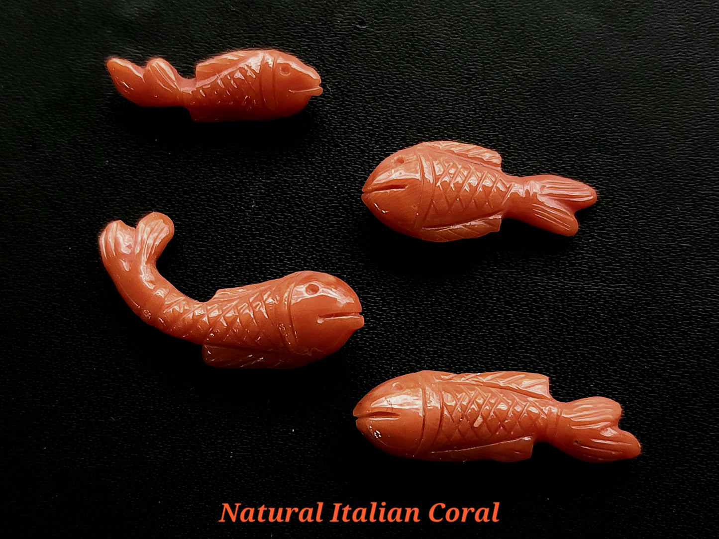 Natural Italian Coral Fish Carvings for Pendants & Charms