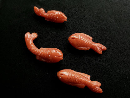 Natural Italian Coral Fish Carvings for Pendants & Charms
