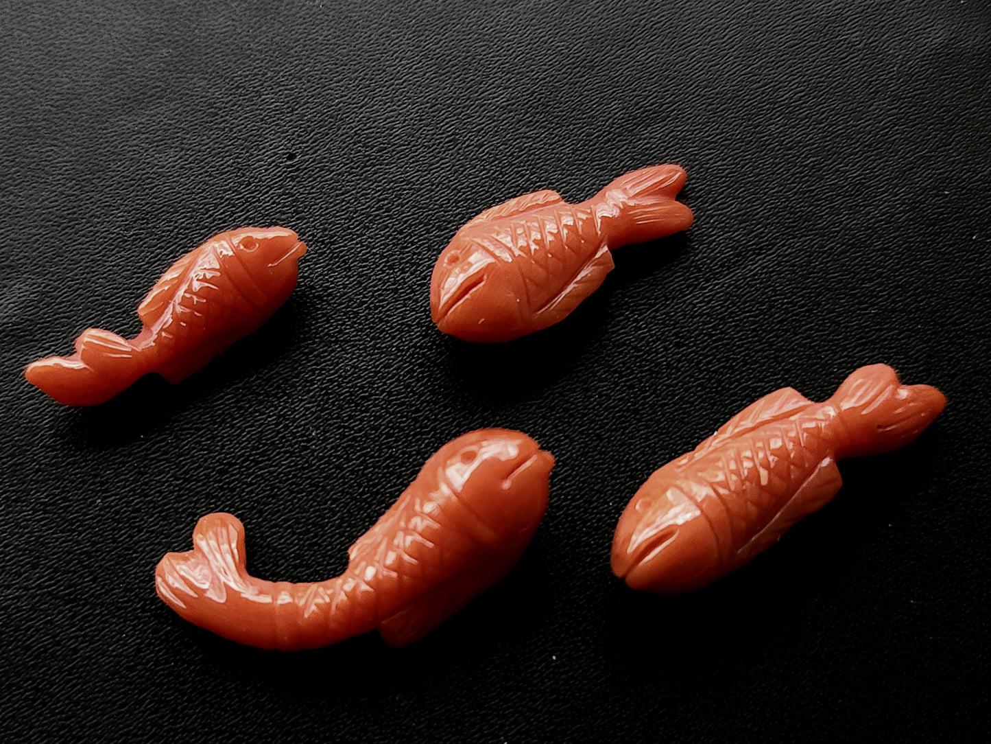 Natural Italian Coral Fish Carvings for Pendants & Charms