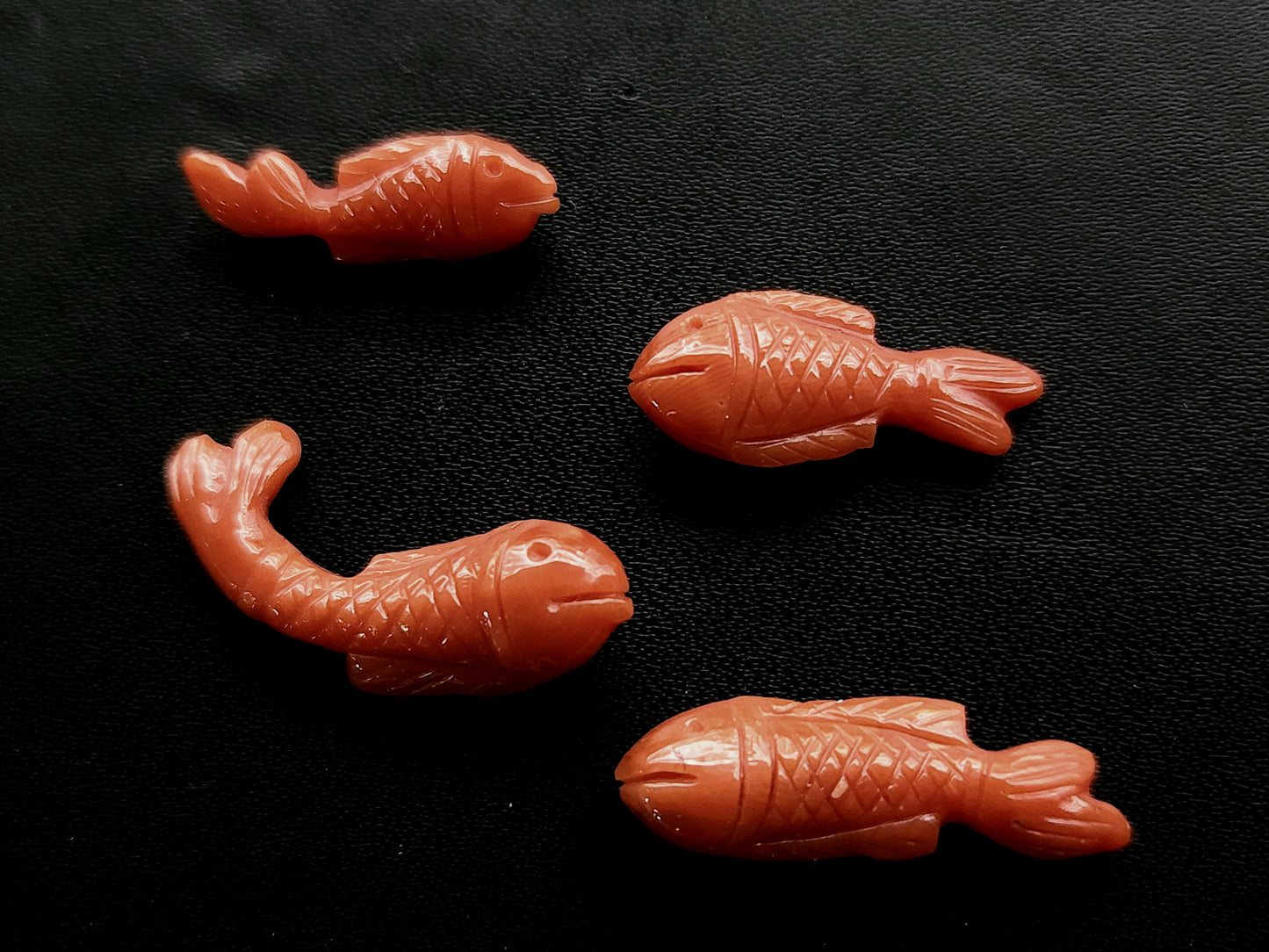 Natural Italian Coral Fish Carvings for Pendants & Charms