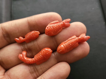 Natural Italian Coral Fish Carvings for Pendants & Charms