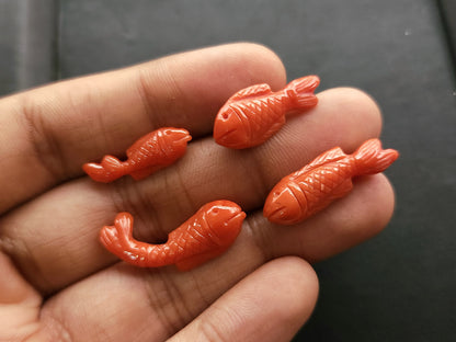 Natural Italian Coral Fish Carvings for Pendants & Charms