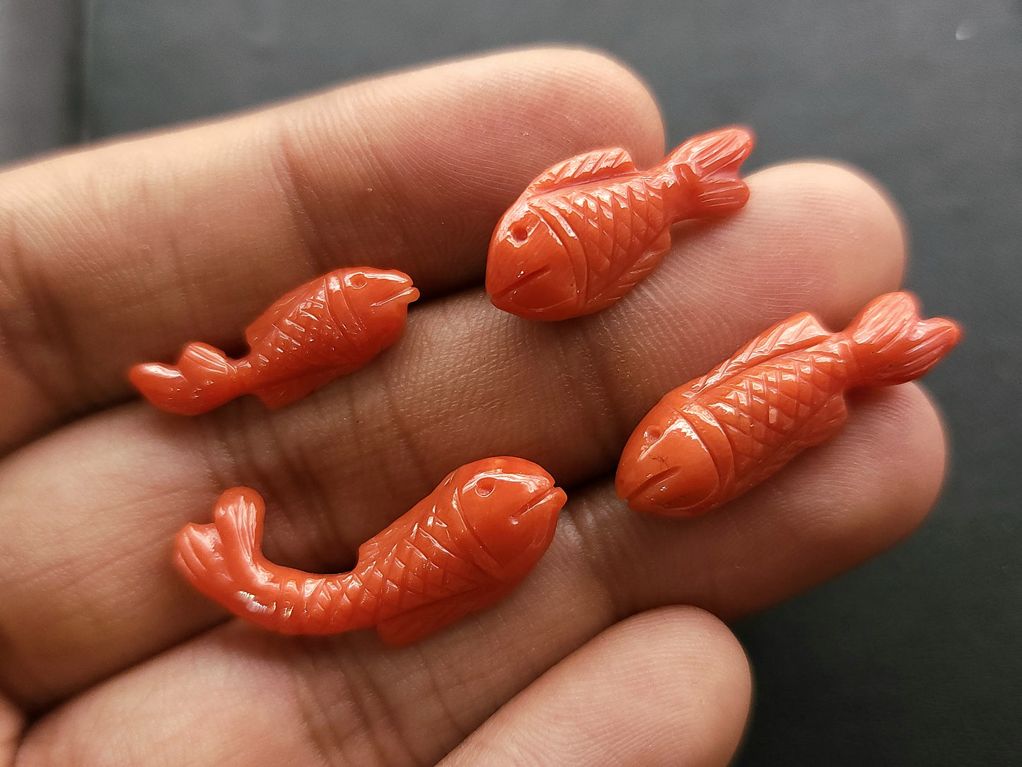 Natural Italian Coral Fish Carvings for Pendants & Charms