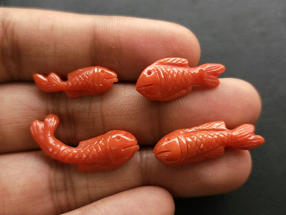 Natural Italian Coral Fish Carvings for Pendants & Charms