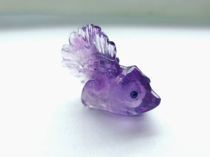 Natural Amethyst Hand-Carved Fishes | Unique Fish Carvings Design