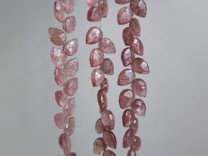 Natural Pink Strawberry Pear Faceted Briolette Beads | Tulip Flower Buds