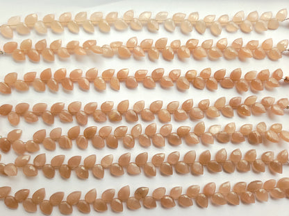 Natural Peach Moonstone Pear Faceted Briolette Beads | Tulip Flower Buds