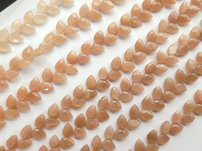 Natural Peach Moonstone Pear Faceted Briolette Beads | Tulip Flower Buds