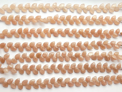 Natural Peach Moonstone Pear Faceted Briolette Beads | Tulip Flower Buds