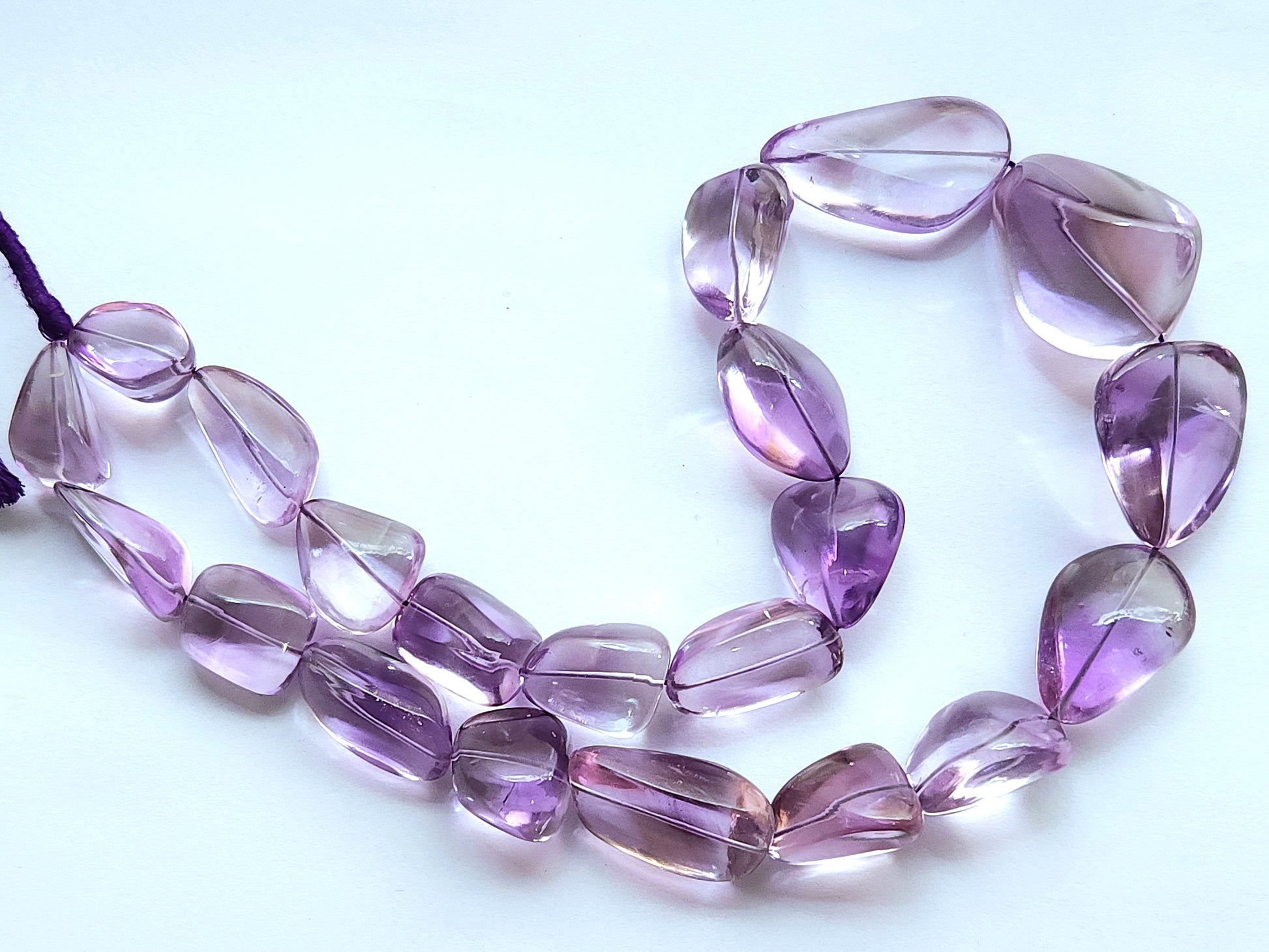 19 Inch Natural Amethyst Smooth Tumble Beads | Pink Amethyst Gemstone Smooth Nugget Beads for Necklace & Jewelry Making