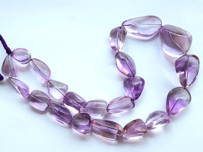 19 Inch Natural Amethyst Smooth Tumble Beads | Pink Amethyst Gemstone Smooth Nugget Beads for Necklace & Jewelry Making