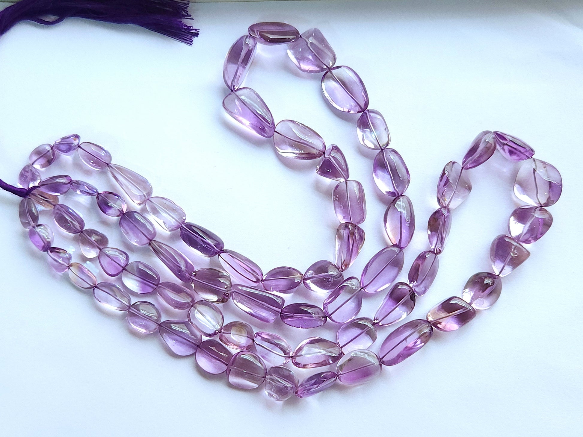 20 Inch Natural Amethyst Smooth Tumble Beads | Pink Amethyst Gemstone Smooth Nugget Beads for Necklace & Jewelry Making