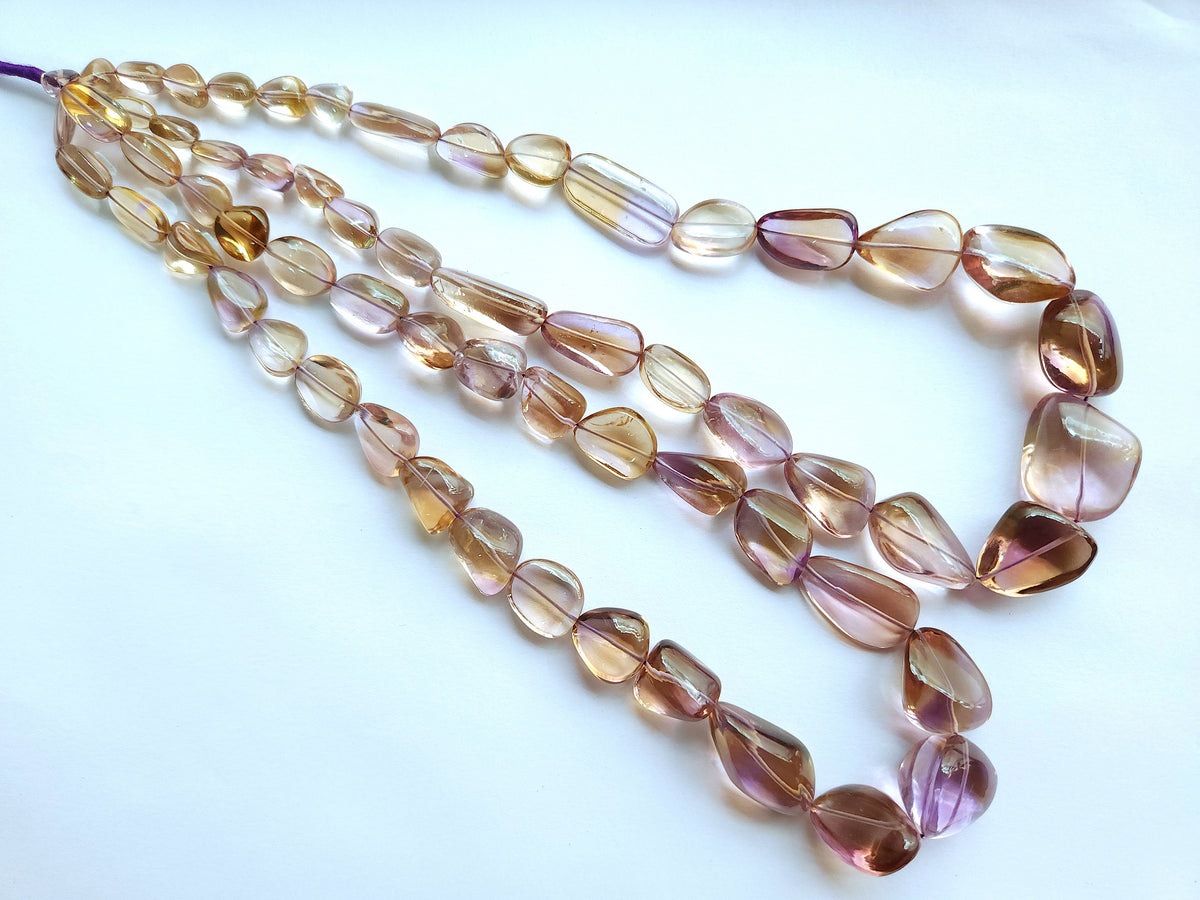 Natural Bi-Colour Ametrine Smooth Tumble/Nugget Shape Beads