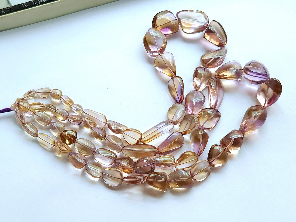 Natural Bi-Colour Ametrine Smooth Tumble/Nugget Shape Beads