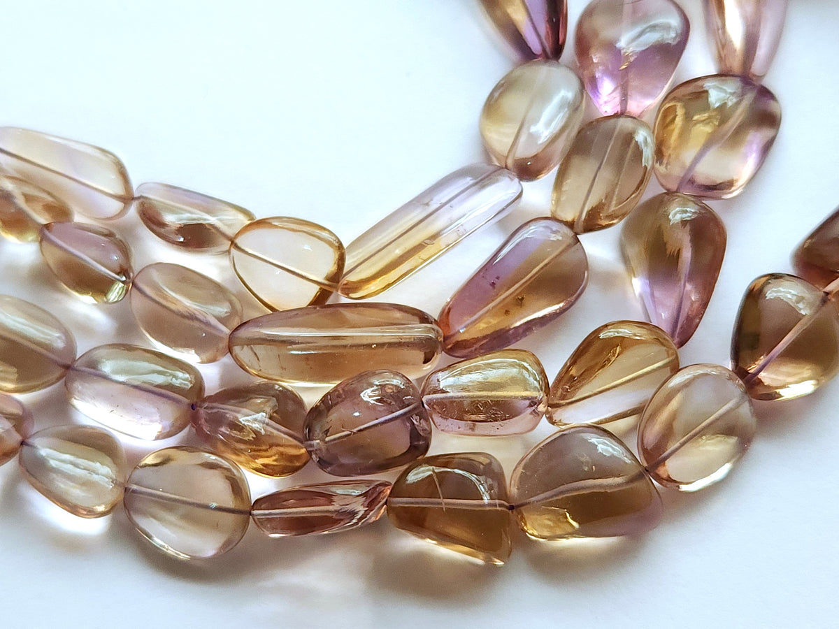 Natural Bi-Colour Ametrine Smooth Tumble/Nugget Shape Beads