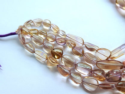 Natural Bi-Colour Ametrine Smooth Tumble/Nugget Shape Beads