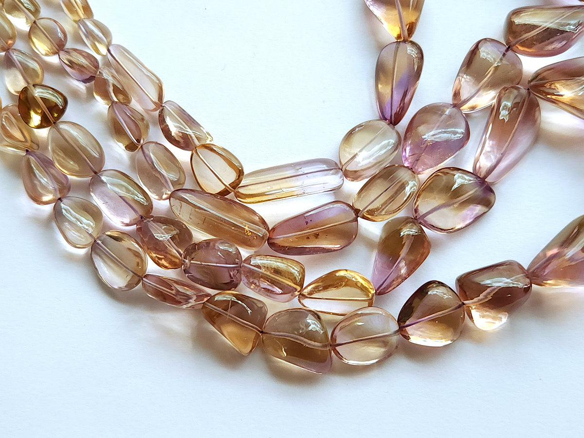 Natural Bi-Colour Ametrine Smooth Tumble/Nugget Shape Beads
