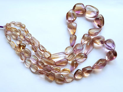 Natural Bi-Colour Ametrine Smooth Tumble/Nugget Shape Beads