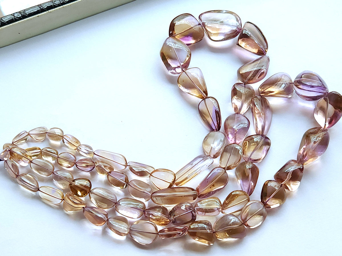 Natural Bi-Colour Ametrine Smooth Tumble/Nugget Shape Beads