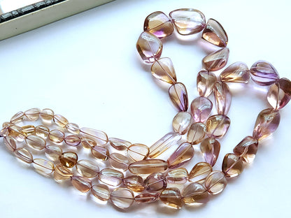 Natural Bi-Colour Ametrine Smooth Tumble/Nugget Shape Beads